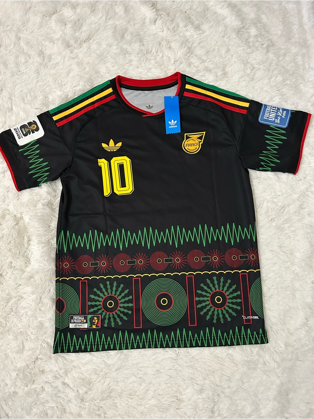 adidas Black Jersey with Yellow, Green & Red Accents